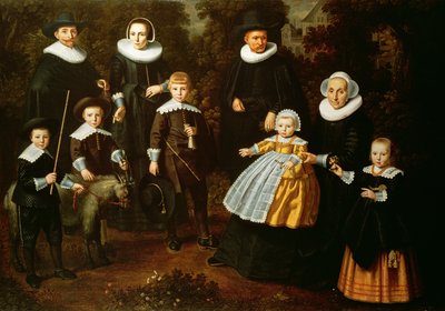 Group Portrait of Three Generations of a Family in the Grounds of a Country House by Dirck Santvoort